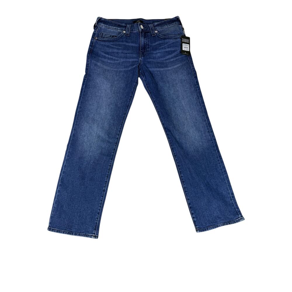 NWT True Religion Jeans Men's Ricky Straight 34 Denim Tidal Wash